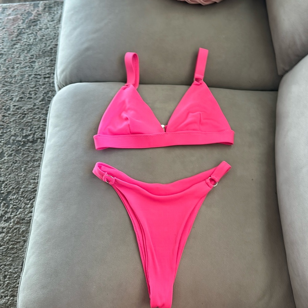 Pink high rise cheeky bikini